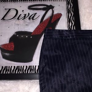 NWT Navy Blue Pinstripe Sateen Pencil Skirt Sz 6